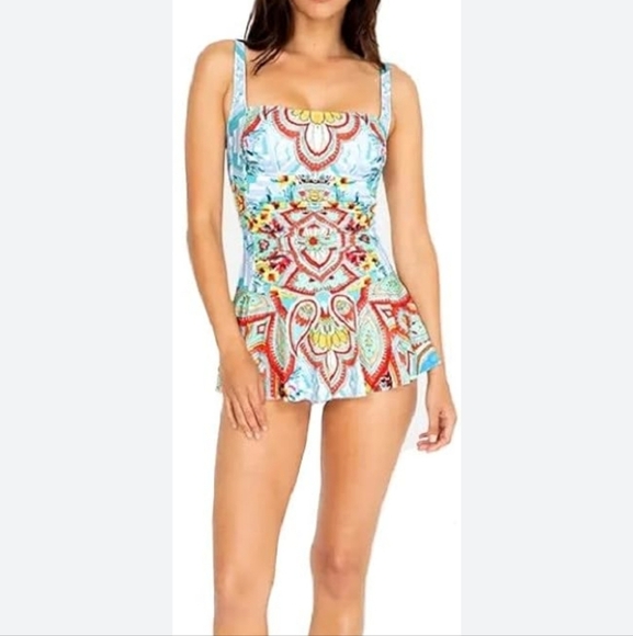 JOHNNY WAS HELOISE RUCHED SKIRTED ONE PIECE SZ XS. Swim - Picture 1 of 12